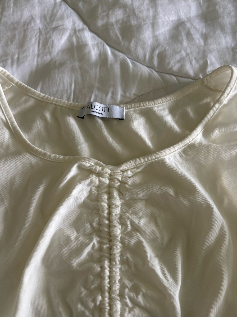 Alcott Cream Ruched Front Drawstring Crop Tank - Picture 5 of 5